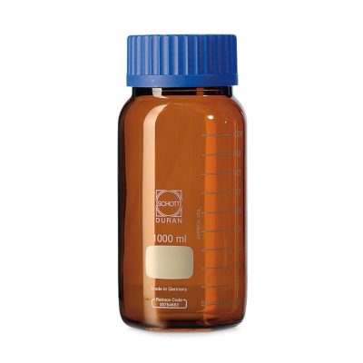 Butelki laboratoryjne ze szkła Duran - oranżowe - gwint GLS80 - o poj. 250 ml - 20 l