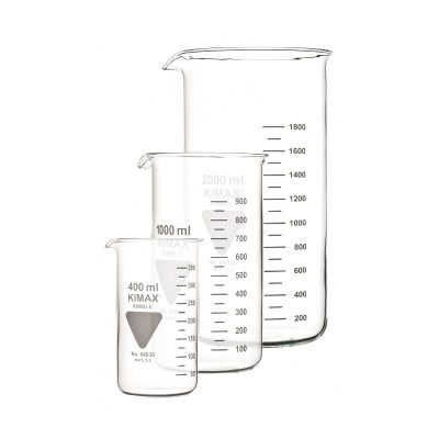 Zlewki z wylewem ze szkła Kimax - wysokie