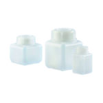 Butle kwadratowe z tworzywa HDPE z nakrętkami - o poj. 100 ml - 1 l - n-6491 - butle-kwadratowe-z-tworzywa-hdpe-z-nakretkami - 100-ml - gl32 - 46x46x78-mm - 24-szt