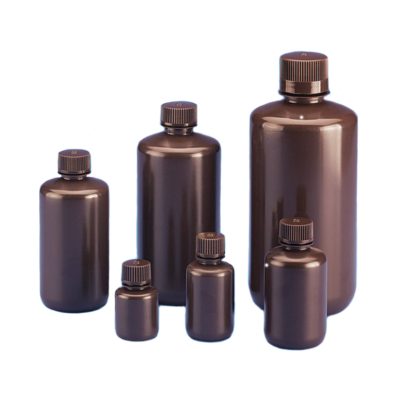 Butle z tworzywa HDPE z nakrętką - wąska szyjka - kolor brązowy - o poj. 4 ml - 1 l