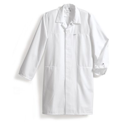 Fartuch roboczy biały, zgodny z wymogami HACCP