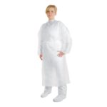 Fartuchy uniwersalne - 8-2002 - fartuch-z-rekawami-zakonczonymi-gumka - 130-cm - uniwersalny - bialy - 10-szt