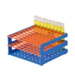 Statywy na probówki neoRack® - 2-1630 - statyw-na-probowki-neorack - o-sr-13-mm - niebiesko-pomaranczowy - 146-x-146-x-70-mm - 9-x-9