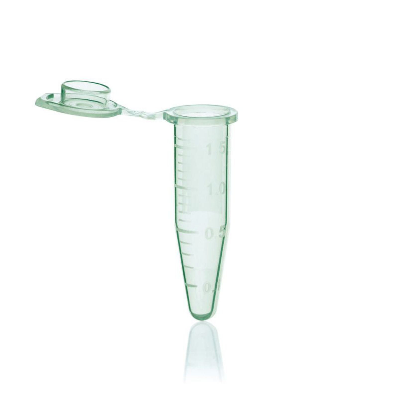 Probówki reakcyjne z pokrywką, podziałką i polem do opisu zielone Probówki reakcyjne z pokrywką, podziałką i polem do opisu zielone