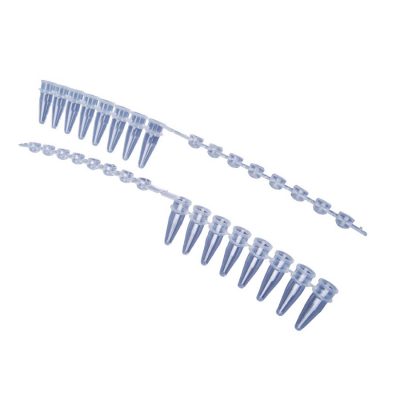 Probówki do PCR w paskach 0,2 ml, 8-stanowiskowe, połączone z pokrywkami w pasku