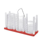 Statywy na szalki Petriego - z uchwytem - b-0277 - statyw-na-szalki-petriego - czerwony - 3-x-10