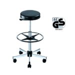 Taboret laboratoryjny z siedziskiem z PCV - 1-1158 - taboret-laboratoryjny-z-rolkami-i-podporka-na-nogi - 59-83-cm