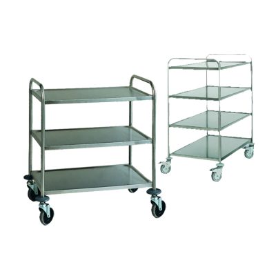 Wózek transportowy ze stali szlachetnej, 3 lub 4 piętrowy