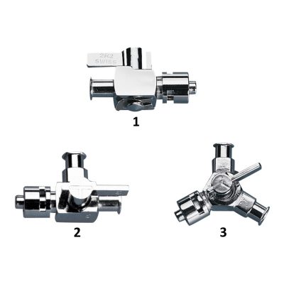 Kraniki metalowe z przyłączami Luer-Lock