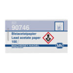 Papierki do oznaczeń jakościowych impregnowane octanem ołowiu - do wykrywania siarkowodoru i jonów siarczkowych - m-3684 - paski-impregnowane-octanem-olowiu - bialy-ciemnobrazowy-czarny - ksiazeczka - 100-szt