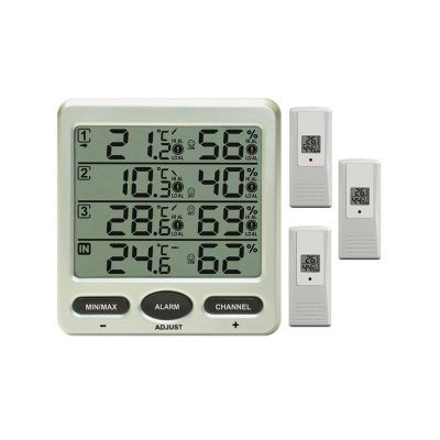 Termohigrometr cyfrowy z trzema zewnętrznymi czujnikami bezprzewodowymi