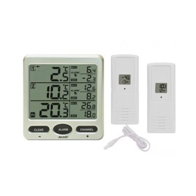 Termometr cyfrowy z dwoma zewnętrznymi czujnikami bezprzewodowymi