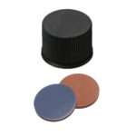 Nakrętki gwintowane ND13 z septą - 7-0775 - nakretki-zamkniete - butyl-czerwony-ptfe-szary-2 - 55-shore-a - 100-szt