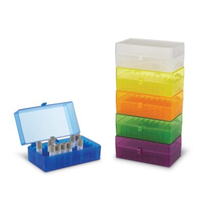 Pudełka 50-miejscowe z PP na probówki - Heathrow Scientific - komplet 5 szt.