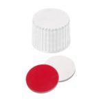 Zakrętki gwintowane z septą ND20 - 7-0894 - zakretki-gwintowane-z-septa - silikon-bialy-ptfe-czerwony - 100-szt