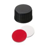 Zakrętki gwintowane z septą ND18 - 7-0889 - zakretki-gwintowane-bez-otworu - silikon-bialy-ptfe-czerwony - 100-szt