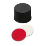 Zakrętki gwintowane z septą ND15 zamknięte - 7-0886 - zakretki-z-septa - silikon-bialy-ptfe-czerwony - 100-szt