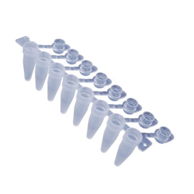 Probówki w paskach 0,1 ml, 8-stanowiskowe, Low Profile, połączone z pojedynczymi pokrywkami Optical Caps
