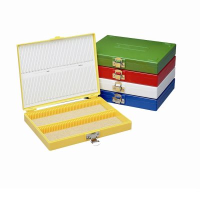 Pudełka, statywy, etui na szkiełka mikroskopowe