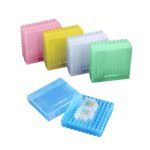 Kriopudełka z PP na probówki - 100-miejscowe - 5 szt. - b-0774 - kriopudelka-z-pp - 52-mm - biale-zolte-czerwone-zielone-niebieskie - 5-szt - 100-miejscowe