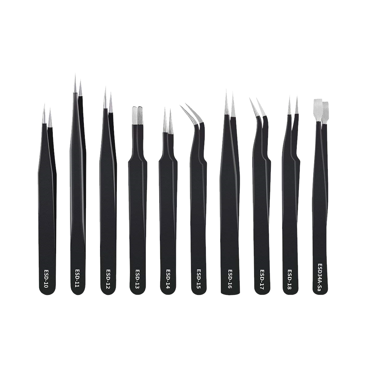 Zestaw 10 pincet antystatycznych w etui - 1 Zestaw 10 pincet antystatycznych w etui - 1