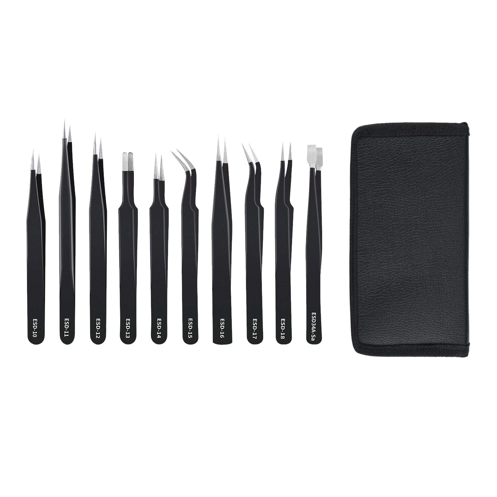 Zestaw 10 pincet antystatycznych w etui - 2 Zestaw 10 pincet antystatycznych w etui - 2