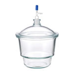 Eksykator pr&oacute;żniowy ze szkła Duran - ze szlifowanym kołnierzem - z tubusem typu Novus - g-1611 - eksykator-ze-szkla-duran - typu-novus - z-zaworem - bez-plytki - dn-100 - 153-mm - 174-mm