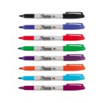 Markery permanentne Sharpie - b-1698 - markery-permanentne-sharpie-fine - 09-mm - czarny-czerwony-niebieski-zielony-pomaranczowy-jasnoniebieski-rozowy-fioletowy - 8-szt