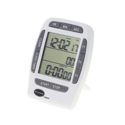 Czasomierz trójkanałowy z alarmem - biały