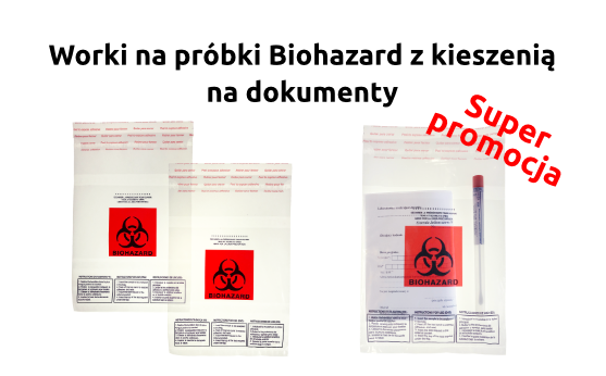 Worki na probowki Biohazard z kieszenia na dokumenty super promocja