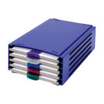 Statyw na teczki do preparatów - r-0149 - stojak-na-teczki-do-preparatow - 5-miejsc - niebieski - 226-x-340-x-125-mm - 1-szt