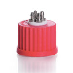 Zakrętki Duran z PBT z portami ze stali nierdzewnej - GL 25 - g-0253 - zakretka-z-pbt - z-4-portami-ze-stali-nierdzewnej - gl25 - czerwona - 1-szt