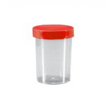 Pojemniki z PS na próbki - zakrętką - poj. 200 ml - m-5384 - pojemniki-z-ps-z-zakretka-z-pp - czerwona - 200-ml - 66-x-855-mm - sterylne - pak-ind - 200-szt