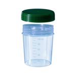 Pojemniki z PP na próbki - z zakrętką z HDPE - poj. 100 ml - j-0781 - pojemniki-z-pp-na-probki-ze-skala - 100-ml - 58-x-74-mm - zielony - 500-szt - 75-1354-001