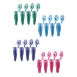Probówki Multiply®-µStripPro do PCR w paskach - 4-stanowiskowe - z ind. połączonymi zatyczkami - poj. 0,2 ml - j-1052 - probowki-w-paskach-02-ml-4-stanowiskowe - 02-ml - czerwony-zielony-niebieski-fioletowy - pcr-performance-tested - 480-szt - 72-990-992