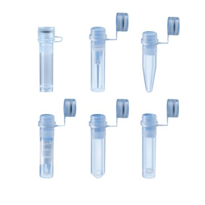 Mikroprobówki z PP - z rowkowaniem - z odkręconymi zakrętkami z haczykiem łączącym