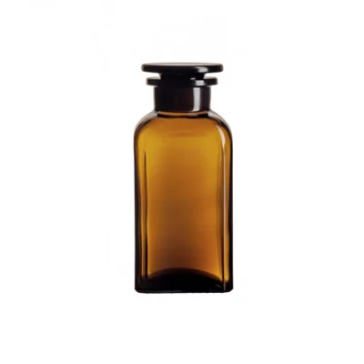 Butelki szklane ze szlifem i korkiem - z szeroką szyją - prostokątne - oranżowe - poj. 100 - 750 ml