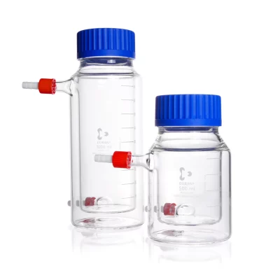 Butelki laboratoryjne ze szkła Duran z podwójnymi ściankami - z 2 portami GL18 - gwint GLS80