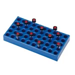 Statywy z tworzywa sztucznego na fiolki - l-3002 - statyw-z-tworzywa-sztucznego-na-fiolki - niebieski - 50-miejsc - 12-mm - 200-x-105-x-17-mm