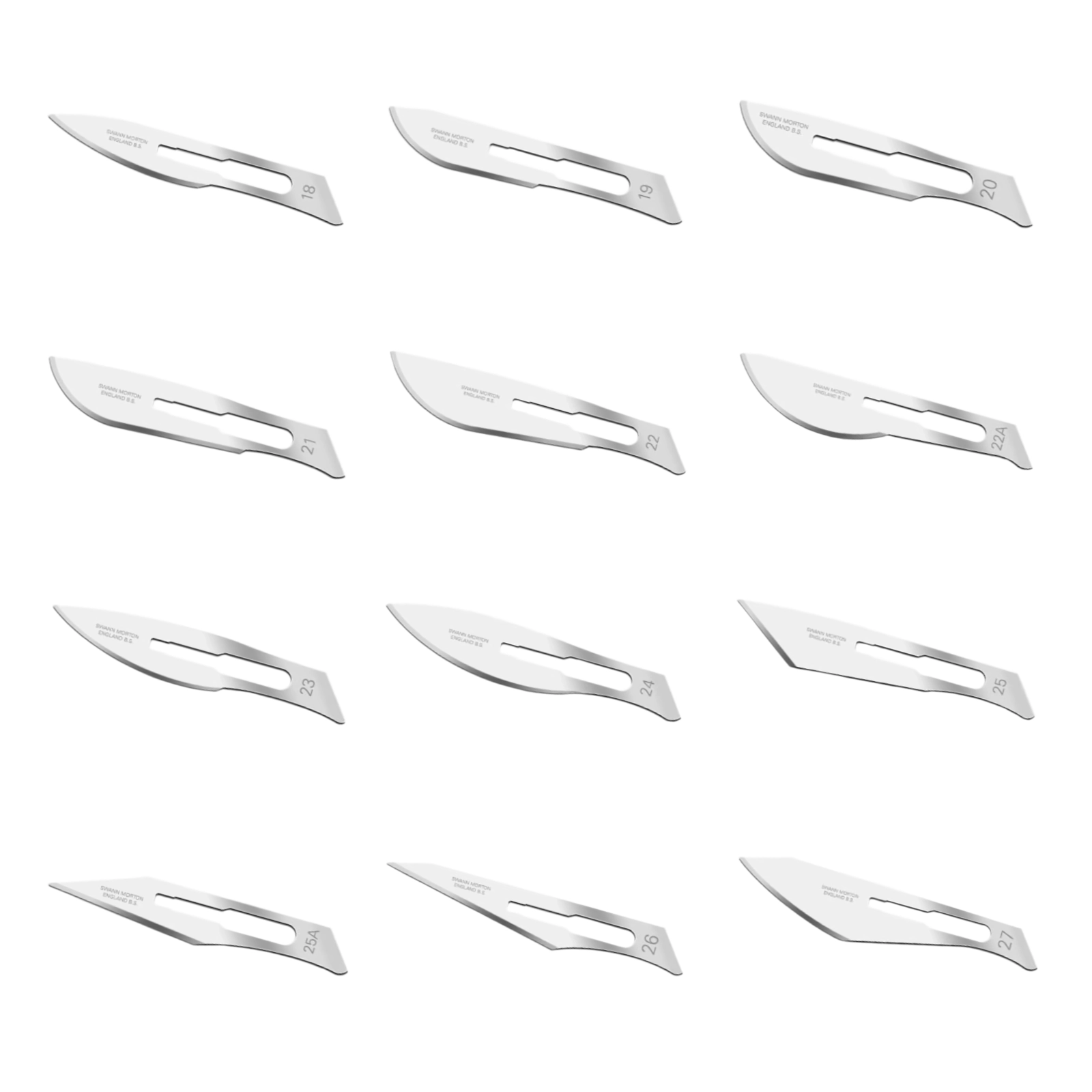 Ostrza do skalpeli ze stali węglowej - sterylne - kompatybilne z rękojeścią nr 4