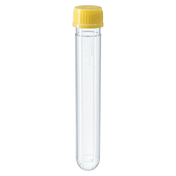 Probówki okrągłodenne z PC - z zakrętką z PP - poj. 8 ml - 12 ml - j-0173 - probowki-okraglodenne-z-pc - 12-ml - 16-x-99-mm - zolta - sterylne - worek - 100-szt - 60-9922-937