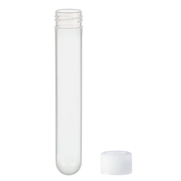 Probówki okrągłodenne z PP - z zakrętka z HDPE - poj. 4,5 ml - 13 ml - j-0193 - probowki-okraglodenne-z-pp - 10-ml - 153-x-92-mm - bezbarwna - niesterylne - worek - 1000-szt - 60-610