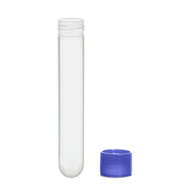 Probówki okrągłodenne z PP - z zakrętka z HDPE - poj. 4,5 ml - 13 ml - j-0204 - probowki-okraglodenne-z-pp - 13-ml - 165-x-101-mm - niebieska - niesterylne - worek - 500-szt - 60-541-021