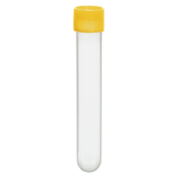 Probówki okrągłodenne z PP - z zakrętka z HDPE - poj. 4,5 ml - 13 ml - j-0209 - probowki-okraglodenne-z-pp - 13-ml - 165-x-101-mm - zolta - niesterylne - worek - 500-szt - 60-540-014