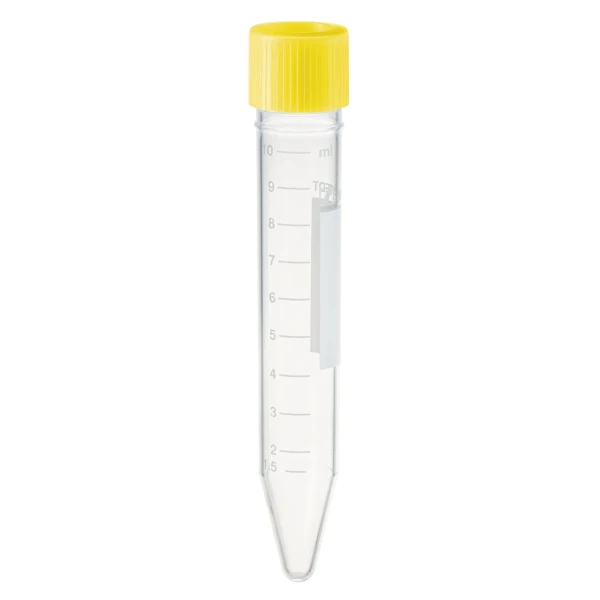 Probówki stożkowodenne z PP - z zakrętką z HDPE - poj. 10-30 ml - j-0251 - probowki-stozkowodenne-z-pp-ze-skala-i-etykieta - 10-ml - 16-x-100-mm - zolta - sterylne - worek - 100-szt - 62-9924-284