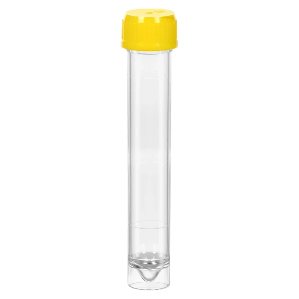 Probówki stożkowodenne - z zakrętką z HDPE - samostojące - poj. 10-15 ml - j-0267 - probowki-wirowkowe-stozkowodenne-z-ps - 10-ml - 16x-97-mm - zolta - niesterylne - worek - 100-szt - 60-9921-830