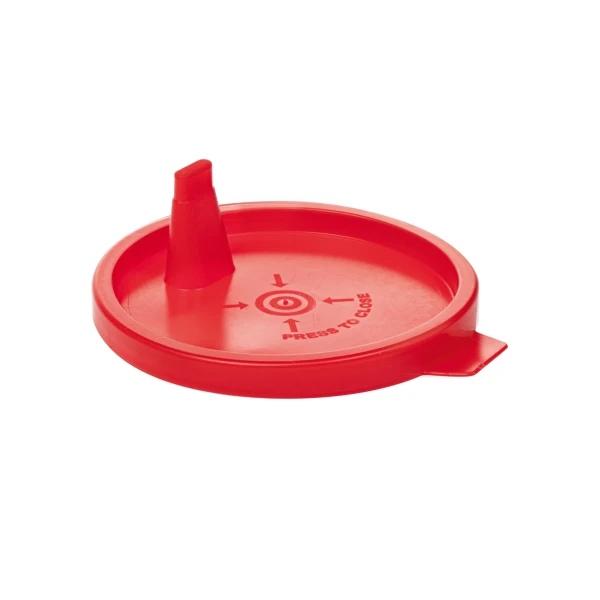Pokrywki z PE - do pojemników o poj. 125 ml - śr. 66 mm - j-0735 - pokrywki-z-pe - z-wylewem - czerwony - sr-66-mm - 1000-szt - 76-1477-100